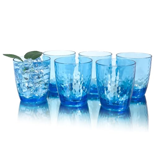 15-Ounce Plastic Tumblers (Set of 6), Reusable Plastic Mugs, BPA-Free Acrylic to Drink Mugs, Shatter Resistant, Textured Interior, Dishwasher Safe (Blue, 15 Ounce) - color: Blue, size: 15 Ounce