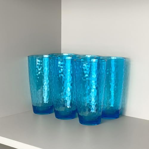 26-Ounce Plastic Tumblers (Set of 6), Reusable Plastic Mugs, BPA-Free Acrylic to Drink Mugs, Shatter Resistant, Textured Interior, Dishwasher Safe (Blue, 26 Ounce) - color: Blue, size: 26 Ounce