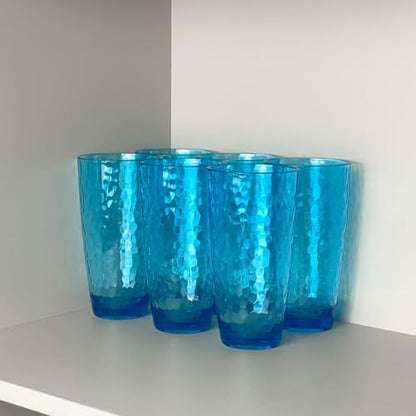 26-Ounce Plastic Tumblers (Set of 6), Reusable Plastic Mugs, BPA-Free Acrylic to Drink Mugs, Shatter Resistant, Textured Interior, Dishwasher Safe (Blue, 26 Ounce) - color: Blue, size: 26 Ounce