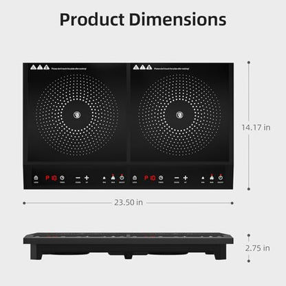 Double Induction Cooktop,Portable Induction Cooker with 2 Burner Independent Control,Ultrathin Body,10 Temperature,1800W-Multiple Power Levels,3 Hour Timer,Safety Lock