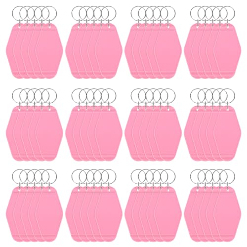 Blank Hotel Keychain Tags [60PCS] - Plastic Rhombus Blank Motel Keychain with Key Rings - color: Pink