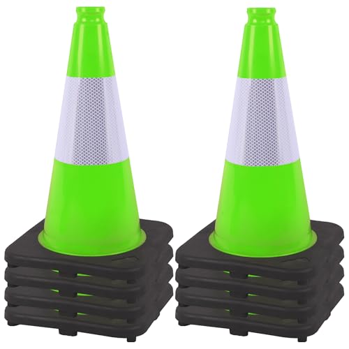 OrangeStar 18" Heavy Duty Traffic Cones 8-Pack Green Safety Cones - color: Green, size: 18in
