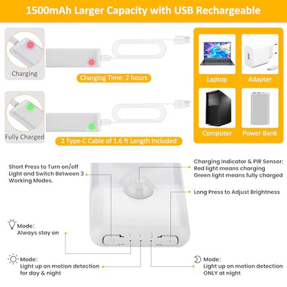 Motion Sensor Under Cabinet Lights, 2-Pack, Warm White, 12 inch - color: Warm White, size: 12 inch
