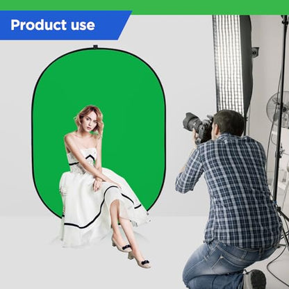 Green Screen Chromakey Backdrop with Stand,Portable 59 * 39inch Blue&Green Screen 2 in 1 Pop Up Collapsible Backdrop for Photo and Video Shooting,Gaming(Green & Blue) - color: Green&Blue