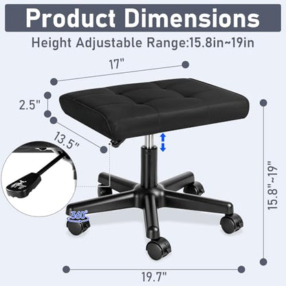 Footrest Under Desk Leg Rest Ottoman Adjustable Height Foot Stool (Black) - color: Black, size: 17''L x 13.5''W