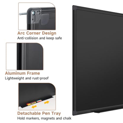 SELEAD Magnetic Chalkboard 72 x 48 Inches - Black Aluminum Frame - size: 72"W x 48"H
