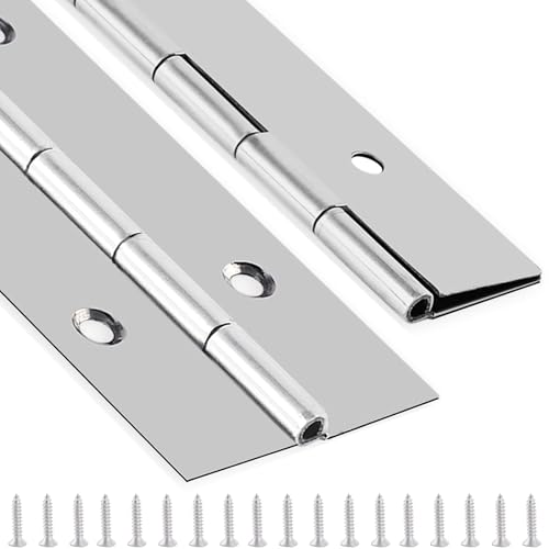 2 PCS Piano Hinge 24 Inch x 3 Inch Heavy Duty Stainless Steel Piano Hinge - color: Silver, size: 24" Long x 3" Overall Width