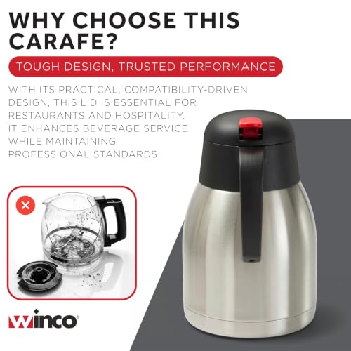 Winco 1.5 L Stainless Steel Carafe - size: 50.7 Ounces