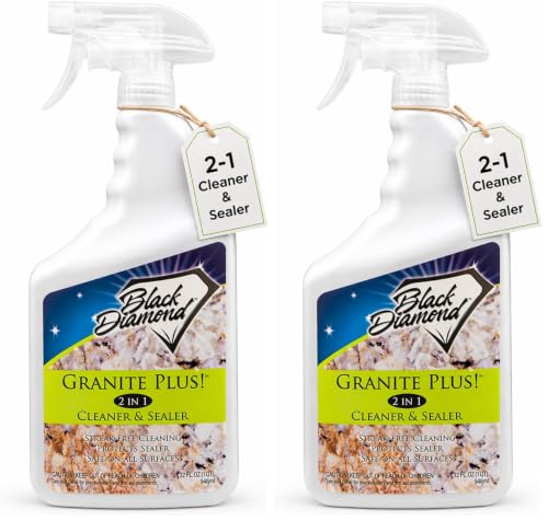Black Diamond Stoneworks Granite Plus 2-in-1 Cleaner & Sealer, pH Neutral, Streak-Free Stone Cleaner for Granite, Marble, Quartz, Travertine & Limestone Countertops, Ready to Use, 32 Fl Oz (Pack of 2) - size: 32 Fl Oz (Pack of 2)