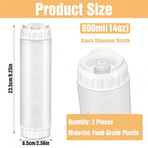 Grevosea 2 Pcs 24oz Inverted Squeeze Bottles, Valve Condiment Dispenser - color: White, size: 24 Ounces