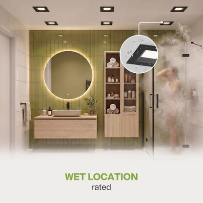 ASD LED Black Retrofit 4 Inch Recessed Lights - Square 9W 709LM 2700-5000K Recessed Lighting 4 Inch, Wet Rated Dimmable Can Lights, Baffle Trim Wafer Lights, UL 6 Pack - color: Black, size: 6 Pack