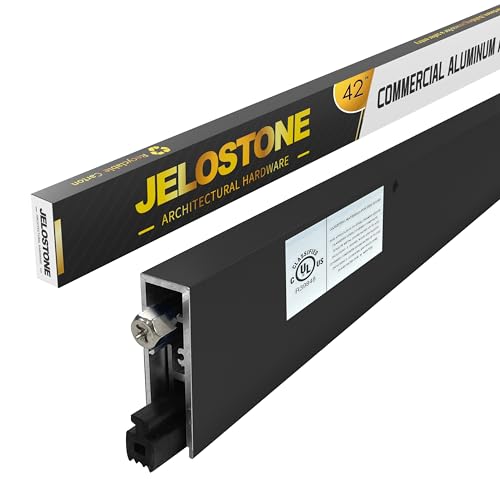42'' Automatic Door Bottom, Matte Black Anodized, 5/8''W x 42''L x 1-7/8''H, Aluminum Automatic Door Bottom, Surface Applied or Semi-Mortise, with Neoprene Insert, JS-4131RL - color: Matte Black Anodized, size: 42''