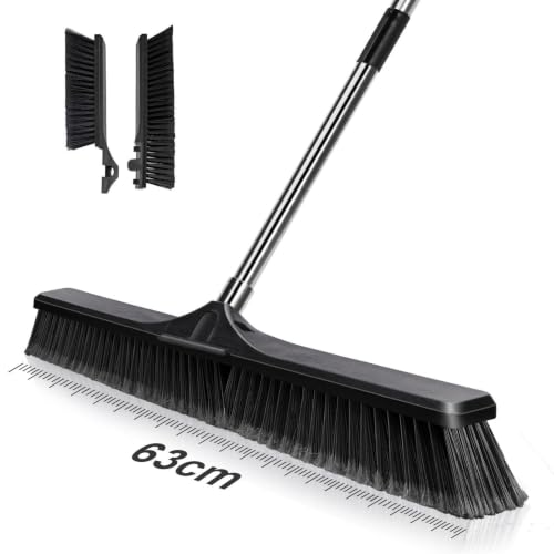 Masthome 24" Push Broom, Heavy Duty Outdoor Broom for Garage - color: Black