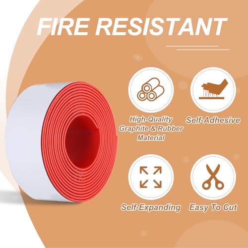 Smoke Fire Seal Strip 9.8Ft 45mm/1.77" Wx 2mm/0.08" T Red - color: Red, size: 9.8FT x 45mm / 1.77" W x 2mm / 0.08" T