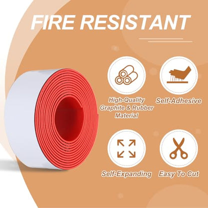 Smoke Fire Seal Strip 9.8Ft 45mm/1.77" Wx 2mm/0.08" T Red - color: Red, size: 9.8FT x 45mm / 1.77" W x 2mm / 0.08" T