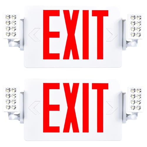 Sunco 2 Pack Red Exit Signs with LED Emergency Lights & Backup Battery - color: Red, size: 2 Pack
