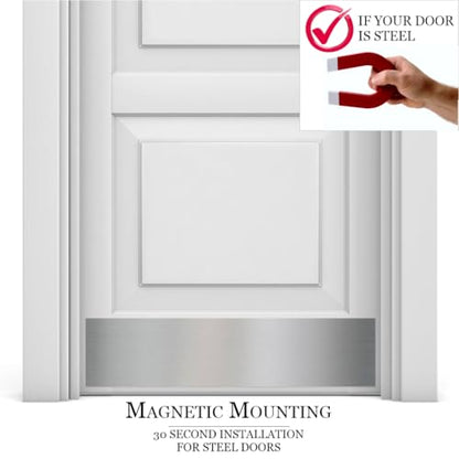 Door Kick Plate, 6x34 in, Satin Nickel, Magnetic - color: Satin Nickel, size: 6" x 34"
