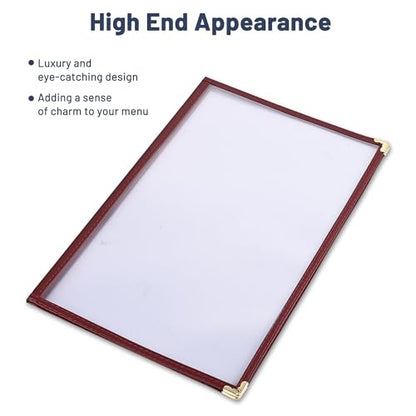 WeChef 30 Pack Restaurant Menu Covers Red 8.5x14" Double Stitched 2 Pages 4 - size: 8.5" x 14" - Book - 4 Views