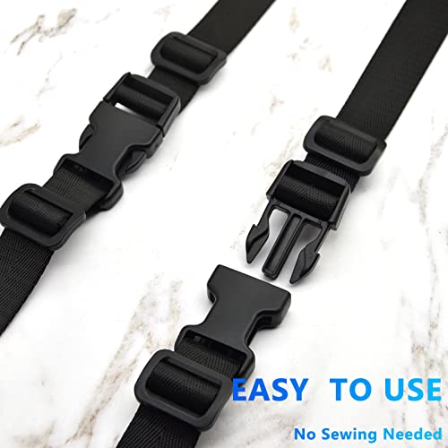 1 inch Buckles Straps Set with 10 Yards Nylon Webbing Strap,10 pcs Quick Side Release Plastic Buckle, 20 pcs Tri-glide Slide Clip for Luggage Strap, Backpack Replacement (Black) - color: Black