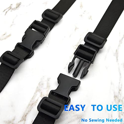 1 inch Buckles Straps Set with 10 Yards Nylon Webbing Strap,10 pcs Quick Side Release Plastic Buckle, 20 pcs Tri-glide Slide Clip for Luggage Strap, Backpack Replacement (Black) - color: Black