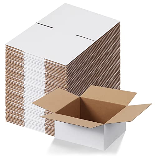Calenzana 8x8x4 Shipping Boxes Set of 40, White Corrugated Cardboard Box for Mailing Packing Gifts Small Business - size: 8x8x4, style: 40 Pack