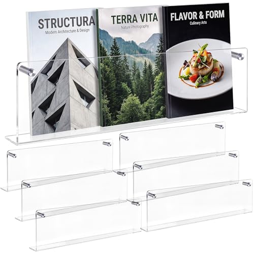 6 Pack Clear Acrylic Magazine Holder Wall, Brochure, 24 Inch - size: 24 Inch