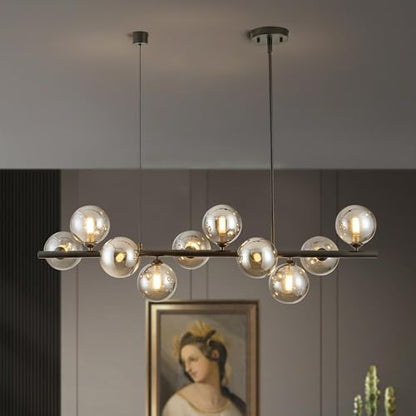 Black Linear Chandeliers for Dining Room 40" Modern Sputnik Light Fixture - color: 10 Lights-Black, size: 40 inch