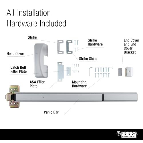 Brinks Commercial Rim Panic Exit Device, Aluminum - Durable Exit Device for Commercial and Industrial Doors - color: White