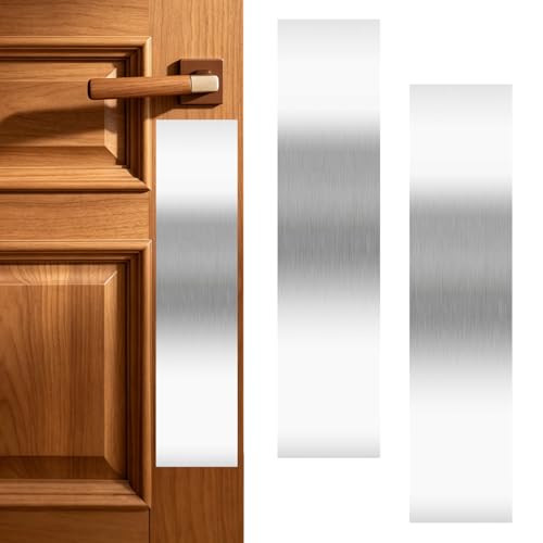 4 x 16 Inches Self Adhesive Door Push Plate,2 Pack - Silver - color: Silver, size: 4 x 16 Inch