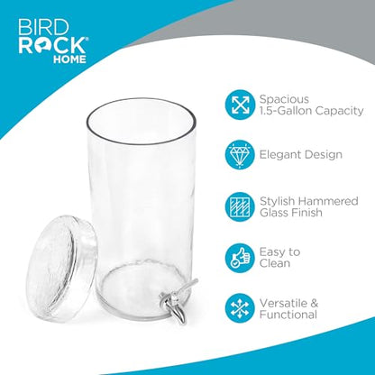 Glass Beverage Dispenser - 1.5 Gallon Drink Dispenser for Parties with Stainless Steel Spigot and Lid - Ideal for Serving Iced Tea, Lemonade, Juice, Sangria, or Cocktails by BIRDROCK HOME
