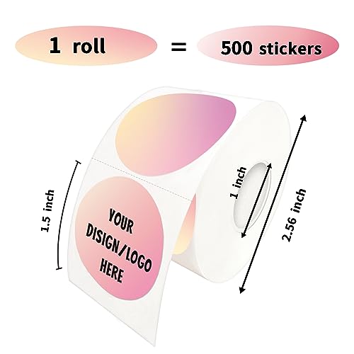 1.5 Inch Pink Round Thermal Sticker Labels, Self-Adhesive Circle Direct Thermal Labels, Multi-Purpose Roll Sticker Labels for DIY Logo Design with Perforation Line（ 500 Labels，1 Roll） - color: Pink-500 Labels, size: 1.5 inch