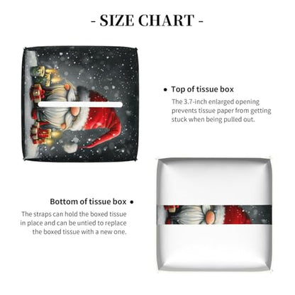Christmas Gnome Cartoon Square Tissue Boxes 5.2"x5.2"x5.2" for Home Car Office - color: Christmas Gnome Cartoon