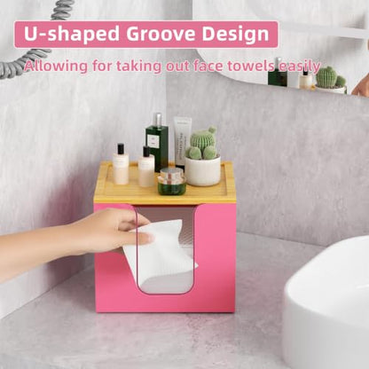 VITVITI Disposable Face Towel Holder for Clean Skin Club, Acrylic Box Pink - color: Pink