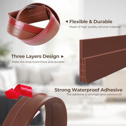 Ohuhu Door Draft Stopper, 1" Wide Adhesive Weather Stripping Seal, 39" - color: Brown, size: 39"L x 2"W