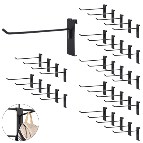 Sumnacon Grid Wall Hooks - 35 Pcs Display Hooks for Grid Wall Panel, 6 Inch Sturdy Gridwall Hooks, Black Metal Grids Hangers for Home Shop Retail Store Workspace Craft Show Display Accessories - size: 6 Inch