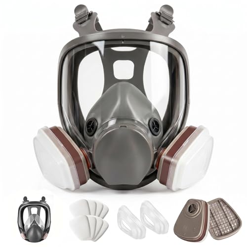 Full Face Respirator Mask with Filters, Gas Masks for Adult, Applicable to Dust, Paint, Chemicals, Gas, Epoxy Resin, DIY etc