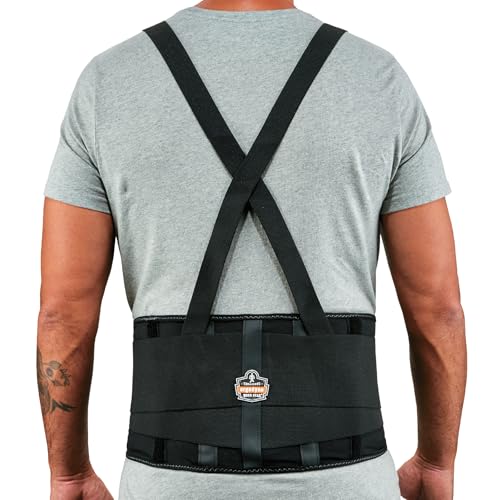 Ergodyne ProFlex 100 Back Support Brace, 8" Spandex Belt, Adjustable, Removeable Straps, Small, Black - size: Small