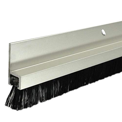 Clear Anodized Aluminum Door Bottom Sweep with 5/8'' Nylon brush (72918CA), SMS #6 x 1/2'' supplied, (5/16'' W x 1'' H x 84'' L) - color: Aluminum, size: 84 in.