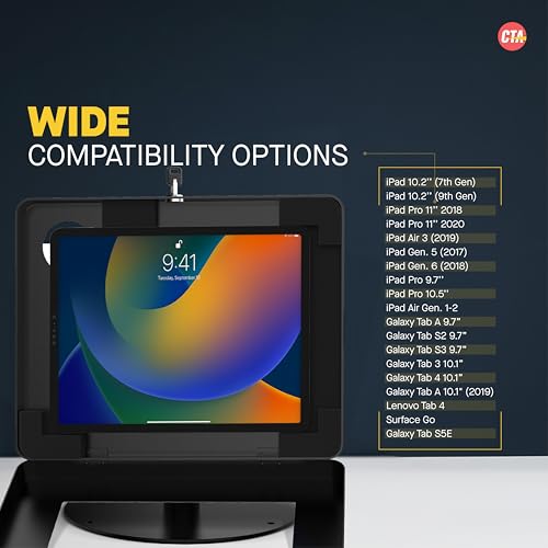 Premium Retail POS Stand – CTA Upscale Tablet Kiosk Stand with 360 Rotation & Locking – for iPad 11 (A16) - Pro 11-inch M4 - Air 11-inch M3- iPad 10th Gen - Galaxy Tab & More Tablets