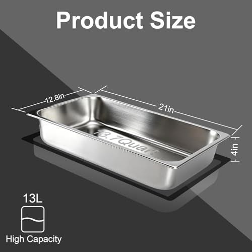 VOISEN Hotel Pans with Lids 2 Pack 1/1 Size 4" Deep - color: 2 Pack, size: 4" Deep