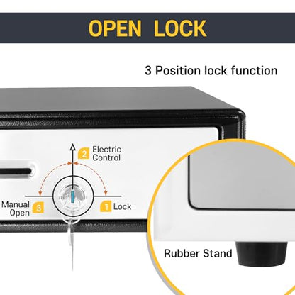 HK SYSTEMS BSM 16inch Cash Drawer for POS, No Logo, Black, DC 24V/Micro Switch, RJ12, 1slot, Removable and Adjustable cash tray 5-bill/5-coin Metal wire gripper, 6Keys #135, Stainless Steel front - size: 1. POS CASH DRAWER