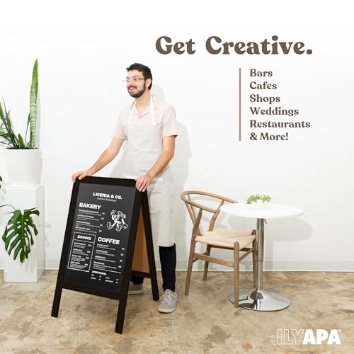 Ilyapa A Frame Chalk Board Easel Sign 40x20 in - Sandwich Signs Outdoor - color: Black