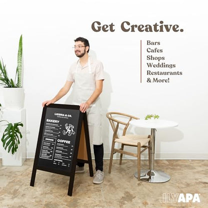 Ilyapa A Frame Chalk Board Easel Sign 40x20 in - Sandwich Signs Outdoor - color: Black