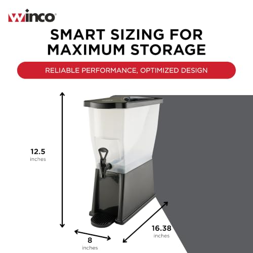 Winco 3 Gallon Slim Plastic Beverage Dispenser with Base