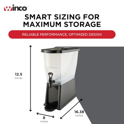 Winco 3 Gallon Slim Plastic Beverage Dispenser with Base