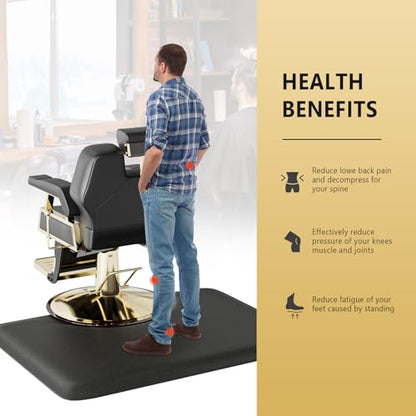 OmySalon 3ft x 4ft x 1/2inch Thick Salon Mat for Hair Stylist Anti Fatigue, Barber Floor Mat with Round Base, Hairdress Standing Matt Beauty Spa Barbershop Hairdressing Equipment - size: Rectangle 3'x4'x1/2''