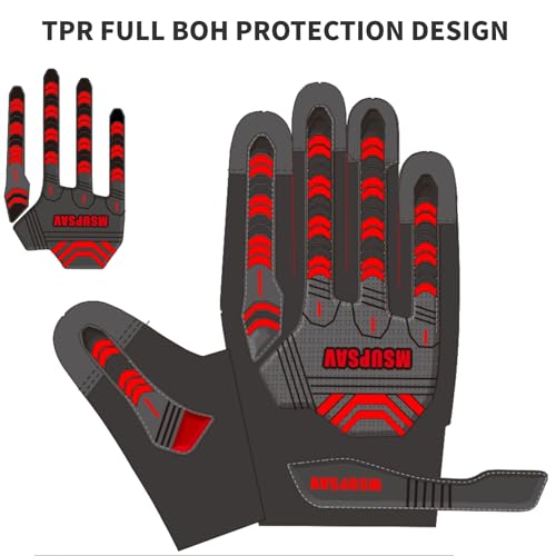 Work Gloves Men,Impact Glove,Safety Gift,Medium,Red+Black - color: Red+black, size: Medium
