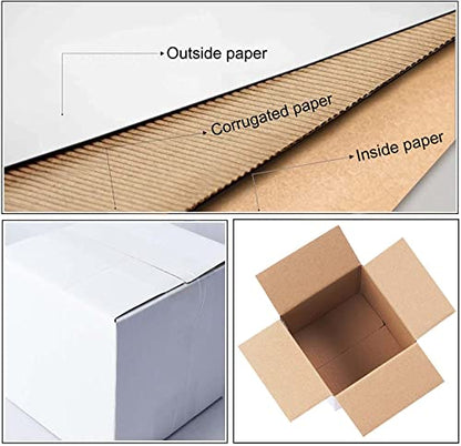 Calenzana 5x5x5 Inches Shipping Boxes Set of 25, White Corrugated Cardboard Box for Mailing Packing Small Business - size: 5x5x5, style: 25 Pack