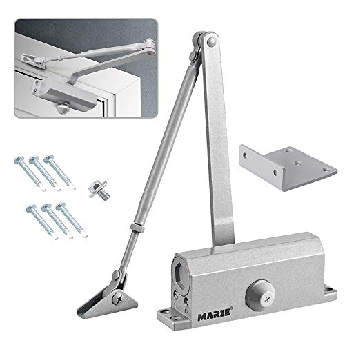 Marie Automatic Door Closer，Adjustable Closing Speed Door Closer for 55-100 lbs Residential and Commercial Light Doors，with Installation Video EN1154 Certification - color: Sliver, size: Size 2