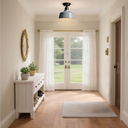 White Macaron Barn Ceiling Light, 10" Indoor Outdoor Fixture - color: White